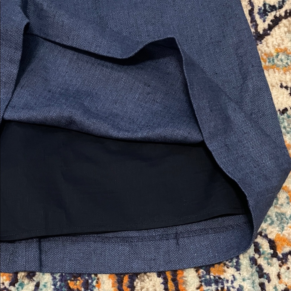 NWT Linen Blend Navy Herringbone Dress - Picture 6 of 8